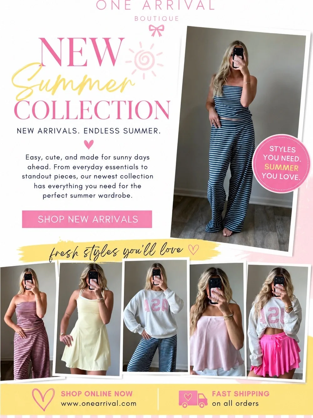 One arrival striped matching set